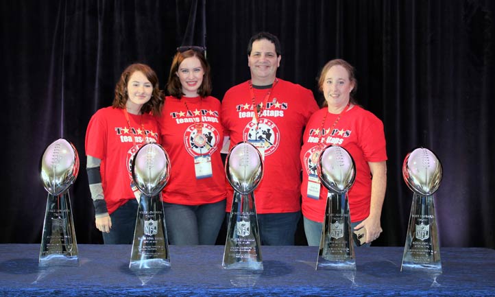 TAPS families with Patriots Super Bowl Trophies