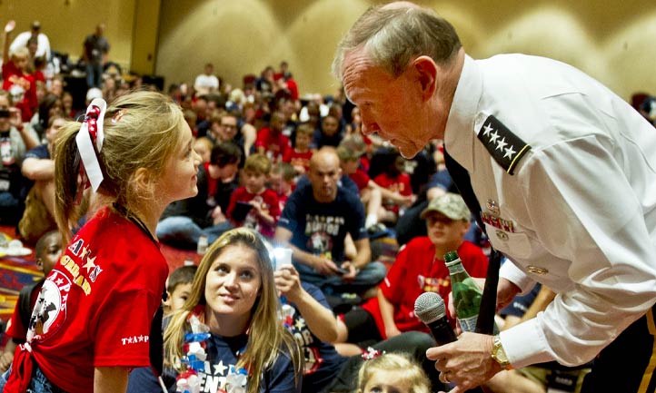 Image URL /EPiServer/CMS/Content/globalassets/our-stories/2025/31-1-unicornsong2.jpg,,74459?epieditmode=False Image Description Lizzy Yaggy and General Dempsey Lizzy Yaggy and General Dempsey