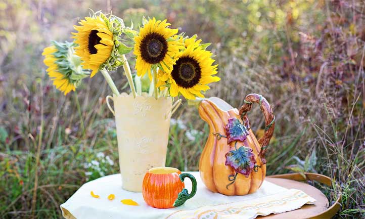 sunflowers and pumpkin mug