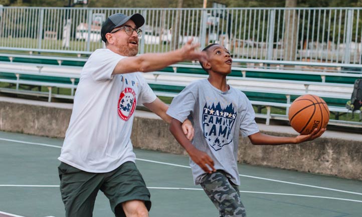 Good Grief Camp Teen playing basketball