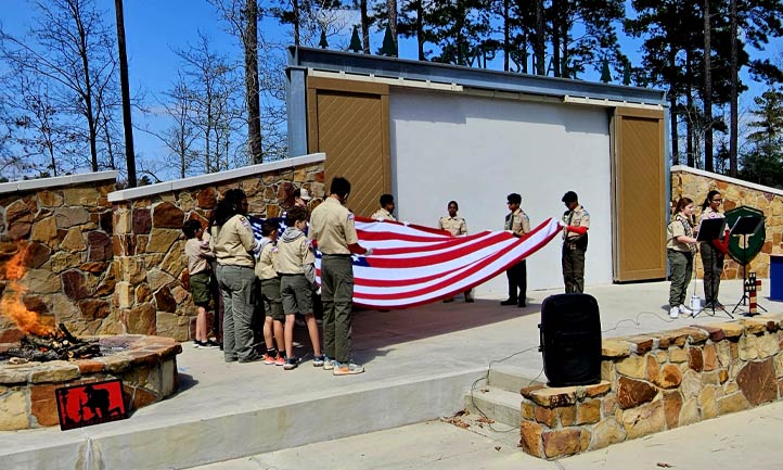 Scout Troop folding American Flag