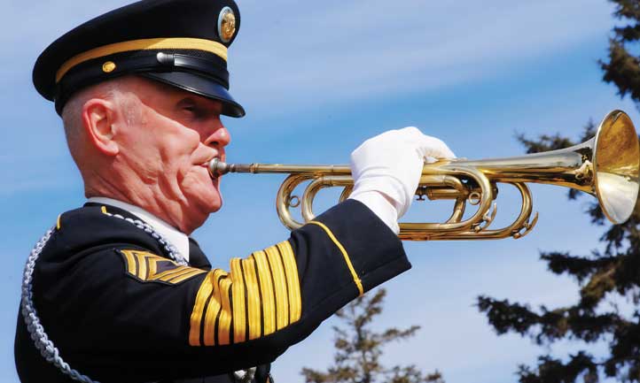 Peter Duston playing the bugle